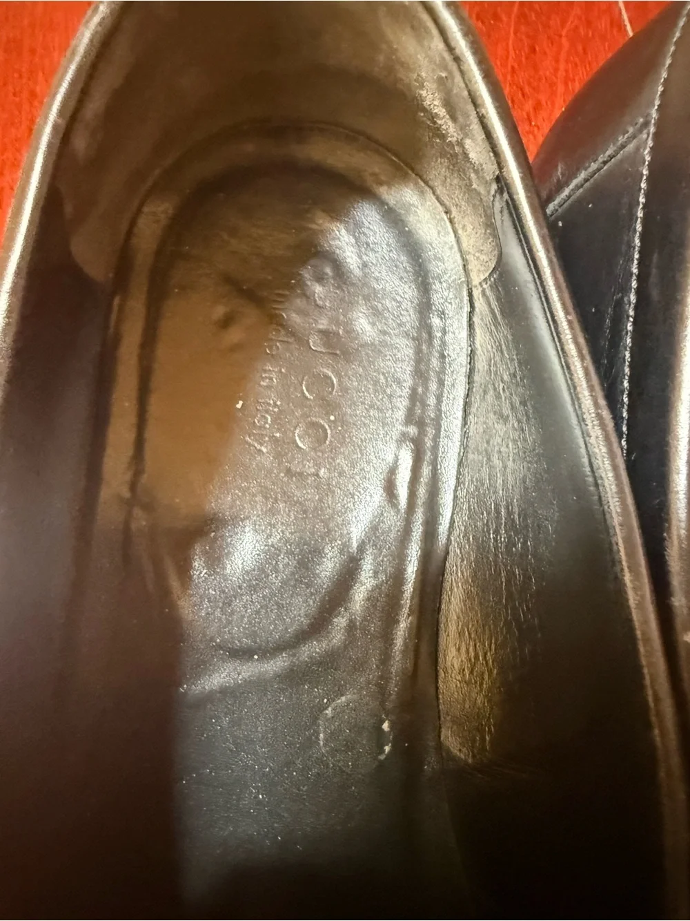 Gucci Black Leather Men's Slip-On Loafers with Gold Interlocking G